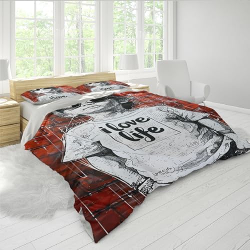 HOBBOY Street Graffiti Duvet Cover Set 3pc for Kids Bedroom