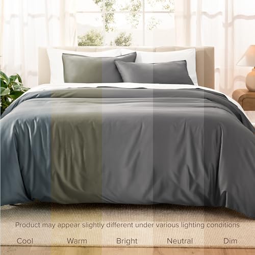 Bare Home 100 Organic Cotton Sateen Duvet Cover Set - TwinTwin XL Grey