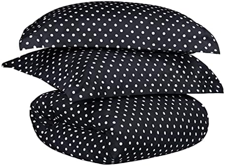 Superior Cotton Blend Duvet Cover Set Polka Dot Twin Black