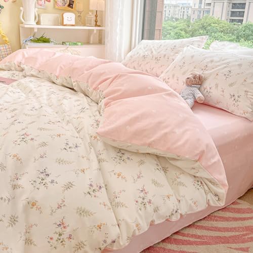 Nayoroom Floral Duvet Cover King Size Set 3 Pieces
