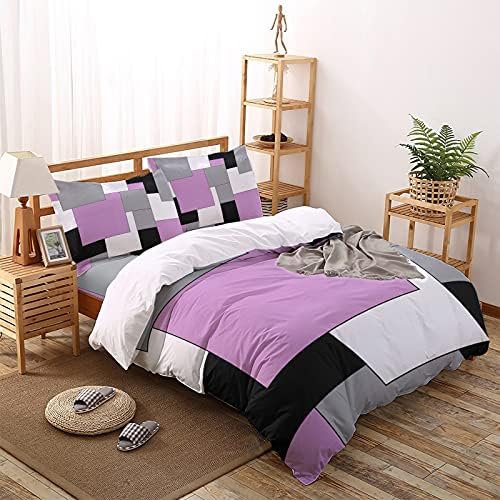 LooPoP 4PCS California King Duvet Cover Set Mid Century Pink Abstract Geometric