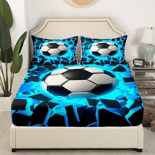 Feelyou 3D Soccer Football Bed Sheet Set Twin Size