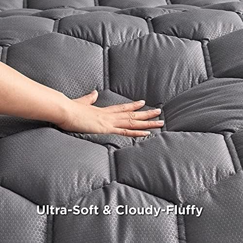 Bedsure Grey Twin Mattress Pad Cover - Quilted 39x75 Inches