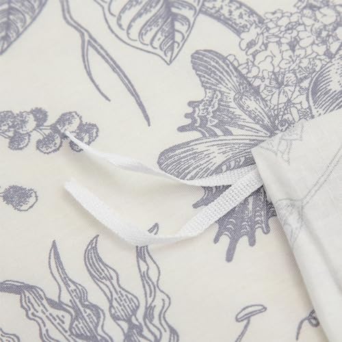 JETAYU Floral Microfiber Duvet Cover Set - Queen 3 Piece with Zipper