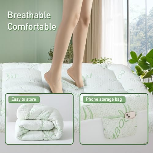Extra Thick Queen Mattress Topper with Bamboo Viscose