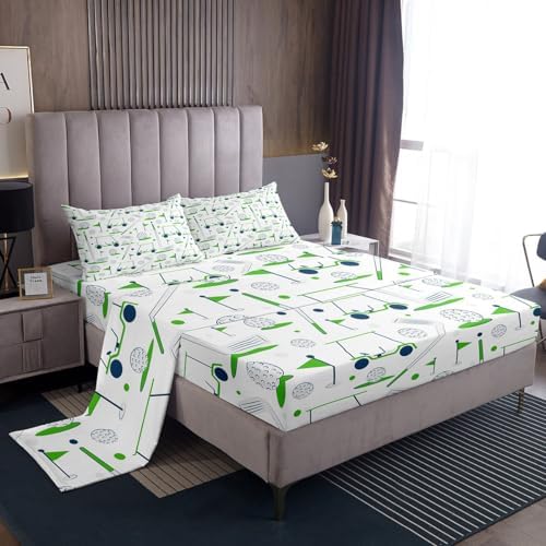 Feelyou Kids Golf Sheet Set 4Pcs Full Size Green White