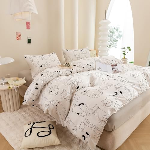 ECOCOTT Duvet Cover Set 3 Pcs Cartoon Cats Print