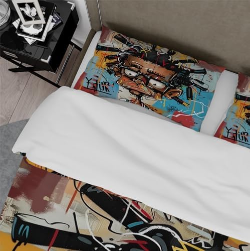 MUKULING Street Art Duvet Cover Set 3 Pieces with 2 Pillowcases Twin XL