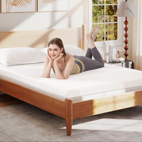 VALUXE 3 Inch Mattress Topper Cover - Breathable Bamboo Fabric with Zipper Closure