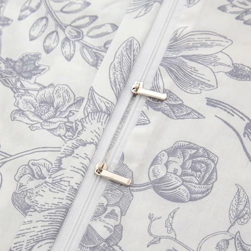 JETAYU Floral Microfiber Duvet Cover Set - Queen 3 Piece with Zipper