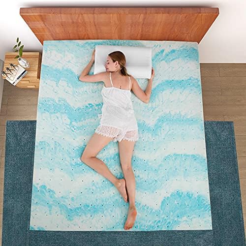 IULULU 2 Inch Gel Memory Foam Mattress Topper Blue