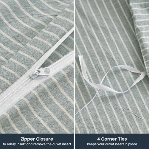 Wake In Cloud Striped Cotton Duvet Cover Set Queen Size 1
