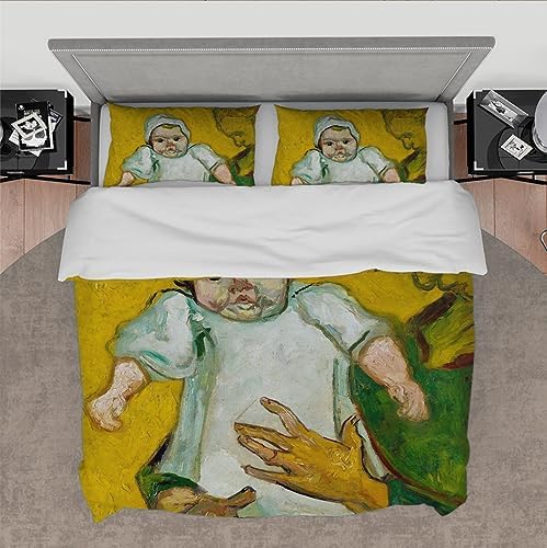 HOBBOY Duvet Cover Set with Green Yellow Pattern 3 Pieces Twin XL