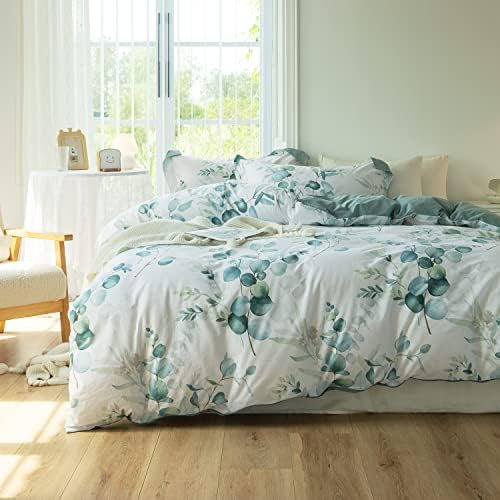 MILDLY Duvet Cover Leaf Pattern Queen Size 3 Pc Set