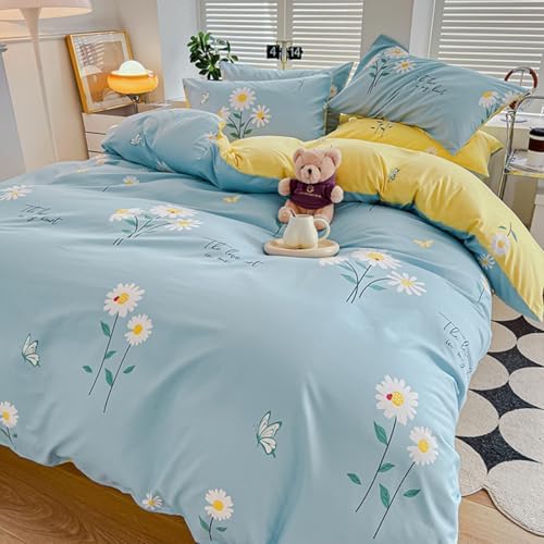 Dansunreve Boho Style Duvet Cover Set Twin Full 3 Piece Green Vine Print