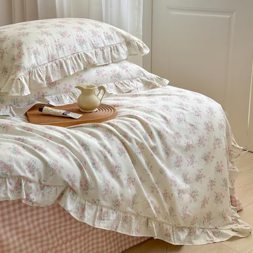 MKXI Floral Duvet Cover Set Queen Size 100 Cotton