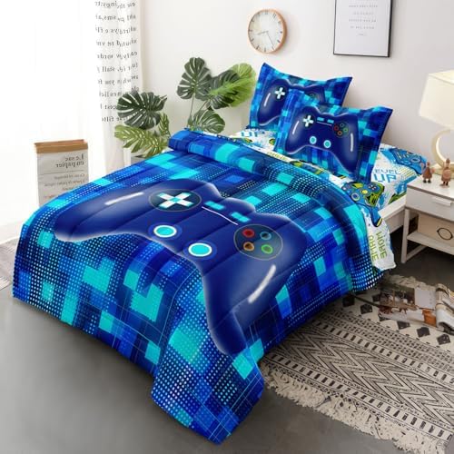 Leaflin Twin Gaming Bed in a Bag 5 Piece Set