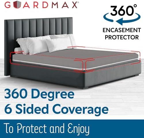 Guardmax Jersey Knitted Queen Mattress Encasement - Waterproof Bed Bug Proof Comfortable