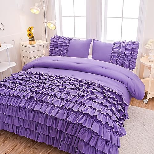 MWMWMW 5 Pcs Purple Comforter Set for Girls Twin