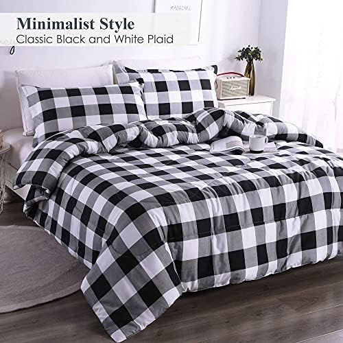 Andency Black Plaid Comforter Set Twin Size 2 Pieces