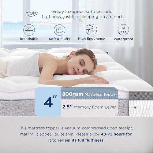 Bedsure 4 Inch Memory Foam Mattress Topper Full Size