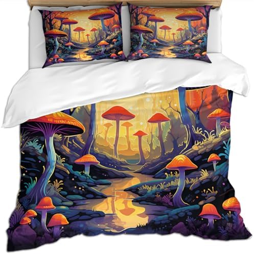 Mushroom Wonderland Duvet Cover Set for Kids and Adults