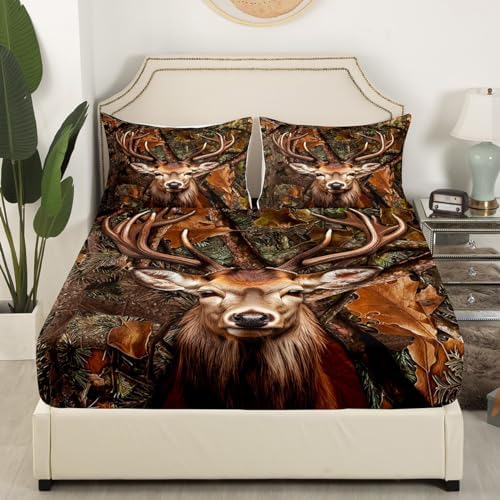 Camo Deer Kids Full Size Sheet Set 4PCS