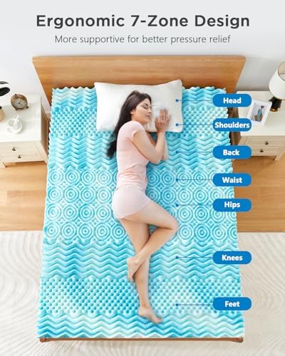 PERLECARE 3 Inch 7-Zone King Memory Foam Mattress Topper