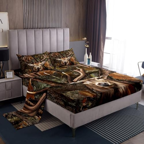 Camo Deer Kids Full Size Sheet Set 4PCS