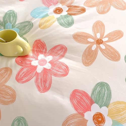 ARIGHTEX Pink Duvet Cover Set with Flowers 3 Piece Twin Size