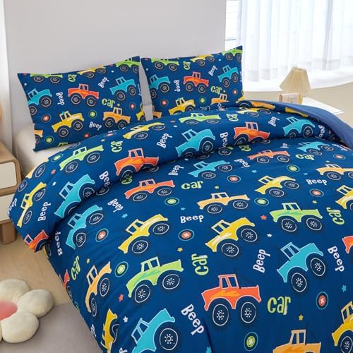 ZRNBAST Cartoon Trucks Comforter Set Twin 3 Pieces 1