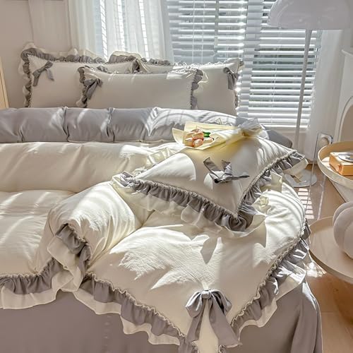 Girls Romantic Bow Duvet Cover Set 4-Piece