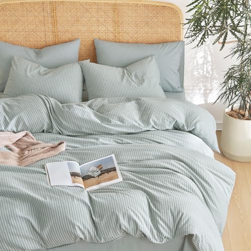 Wake In Cloud Striped Cotton Duvet Cover Set Queen Size 1