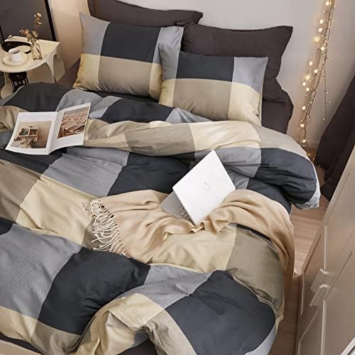 VM VOUGEMARKET 3-Piece Plaid Duvet Cover Set