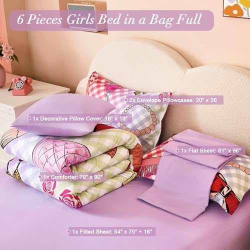 Anibedding Girls Comforter Set 6-Piece Bed in a Bag