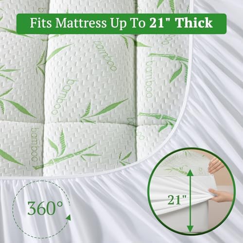 LIANLAM King Mattress Topper with 2In Thick Bamboo Viscose Pillow
