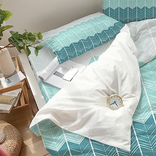 LooPoP 4PCS California King Chevron Teal Duvet Cover Set 1