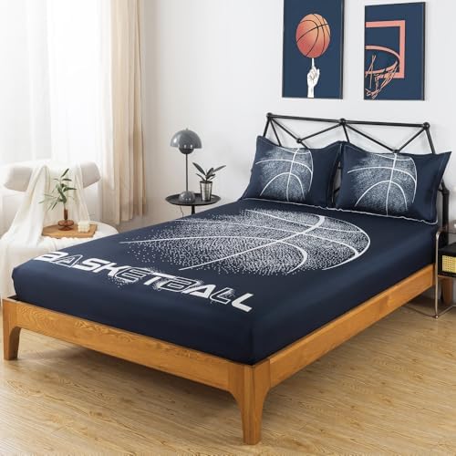 ADASMILE A S Basketball Sheets Queen Size 4 Piece Set