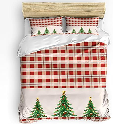 LooPoP Xmas Duvet Set California King Red Buffalo Plaid