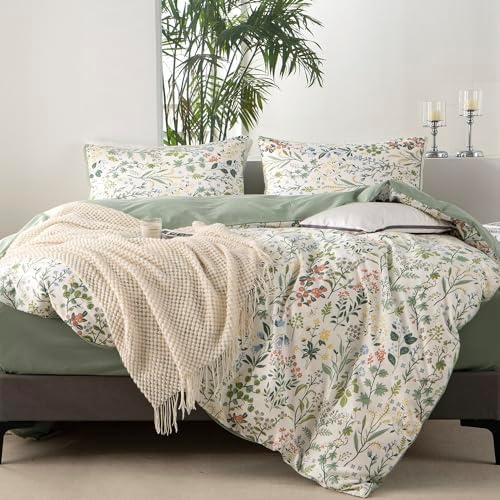 BUPIRD Queen Duvet Cover Set Floral 3 Pieces