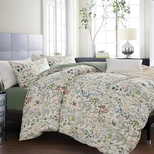 BUPIRD Queen Duvet Cover Set Floral 3 Pieces