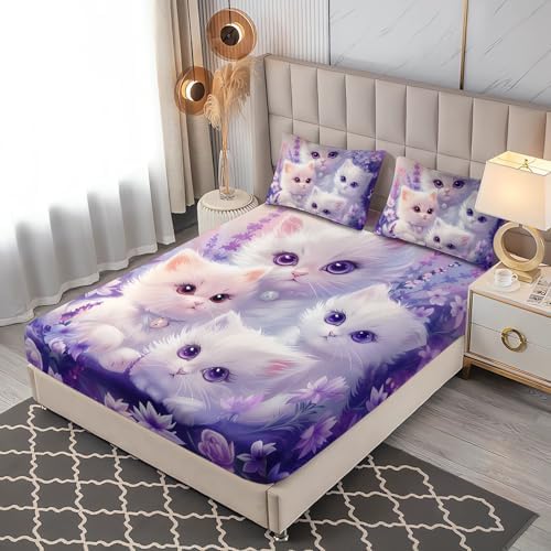 Cat Fitted Sheet Toddler Bedding Set Full Size