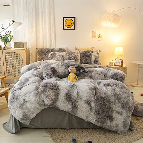 Shaggy Plush Faux Fur Duvet Cover Set Queen
