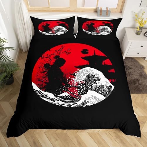Feelyou Japanese Wave Duvet Cover Set Queen Size