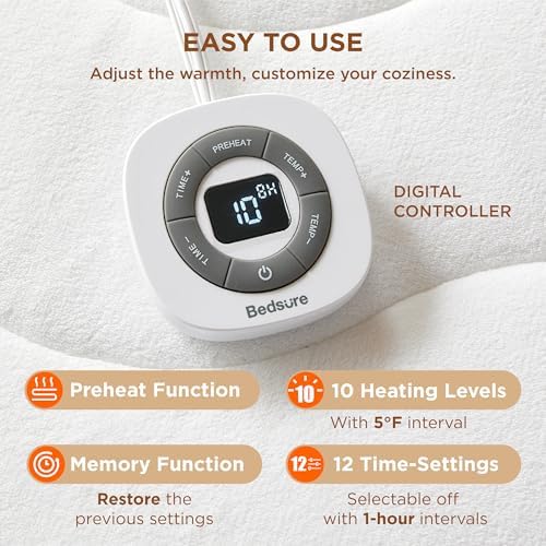 Bedsure Heated Mattress Pad Full - 10 Heat Settings 12-Hour Auto Off