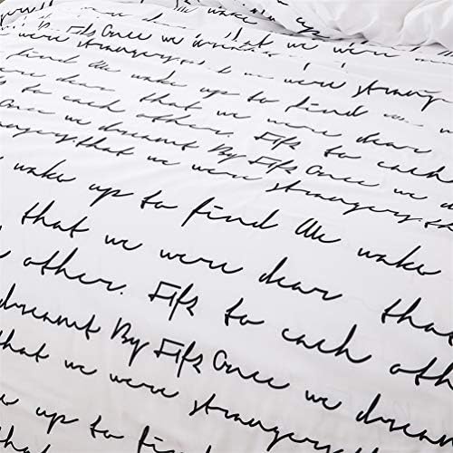 Homebed Full Queen Duvet Cover Set White Black 3 Piece Reversible Love Letters