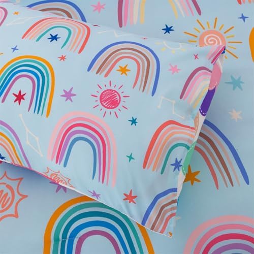 Holawakaka Boho Rainbow Comforter Set with Sheets - Twin Size
