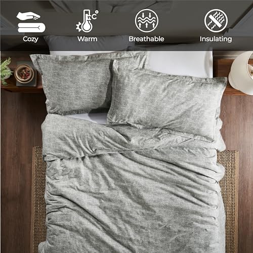 Superior Melange Flannel Duvet Set - Twin Charcoal Ultra-Soft 100 Cotton
