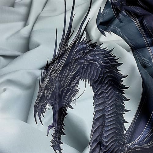 Black Purple Duvet Cover Twin XL Set with Dragon Design and Matching Pillowcases
