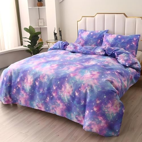 SDIII 3PCS Galaxy Duvet Cover Set with Zipper Closure